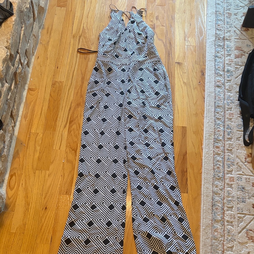 Diane Von Furstenberg Geometric Black and White Jumpsuit